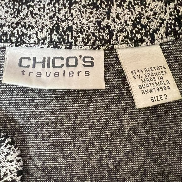 #160 Chico's Grey White Checkered Button-Down Dress Shirt Size 3 (16) - Picture 5 of 6